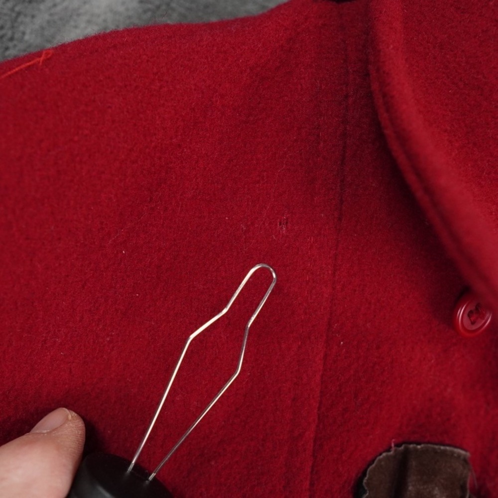 VTG‎ Talbots Wool Toggle Duffel Coat Womens 6 Red Petite Removable Hood Gorpcore - Picture 16 of 16